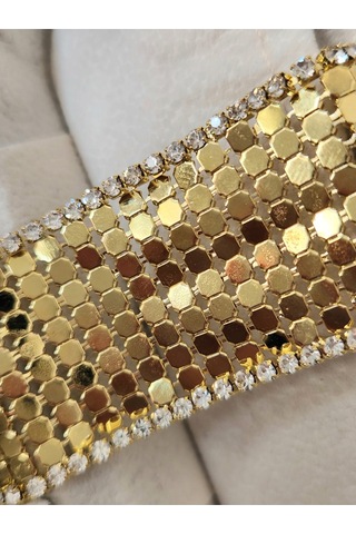 Arpa Pullu Taşlı Altın Kaplama Gold Renk Küpe Altın