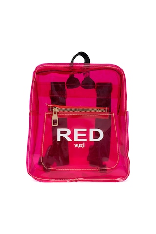Renkli Şeffaf Mini Sırt Çantası Kırmızı