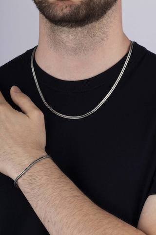 Gümüş Pazarım Tilki Kuyruğu 925 Ayar Gümüş Erkek Zincir Bileklik Kolye Kombini Çok Renkli