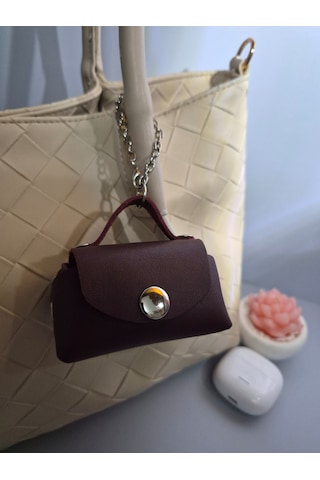 Gogo Charm Çanta Aksesuarı Mini Çanta Hakiki Deri Bordo