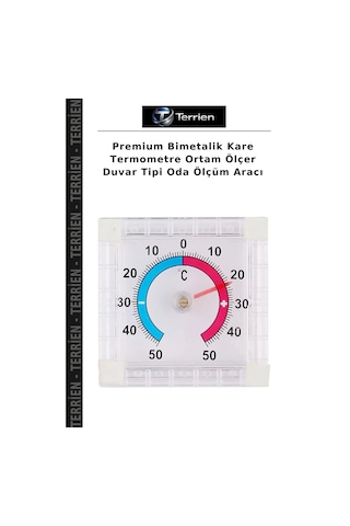 Premium Bimetalik Kare Termometre Ortam Ölçer Duvar Tipi Oda Ölçüm Aracı