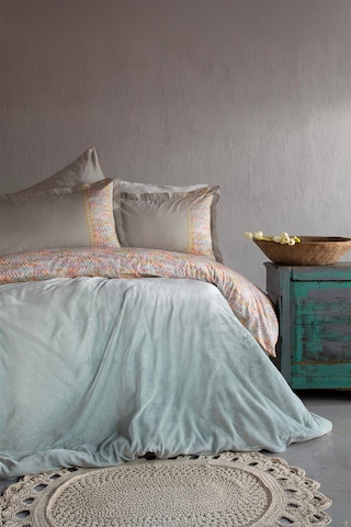 Apricitas Home Hilly Green My Touch %100 Pamuk Çift Kişilik Battaniyeli Nevresim Takımı Yeşil