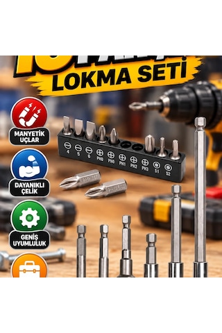 16 Parça Bits Uç Ve Adaptör Seti Manyetik, Dayanıklı Vidalama Uçları