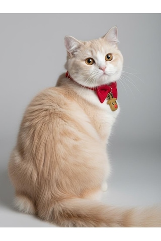 Yılbaşı Geyiği Kedi Papyon Tasması Kırmızı Fiyonk Boyun Aksesuarı Noel Temalı Kedi Süsü