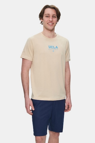Ucla Sherman Sütlü Kahve Bisiklet Yaka Baskılı Standard Fit Erkek Tshirt Sütlü Kahve Sütlü Kahverengi