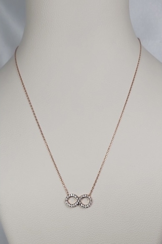 925 Ayar Rose Zirkon Taşlı Sonsuzluk Simgeli Gümüş Kolye
