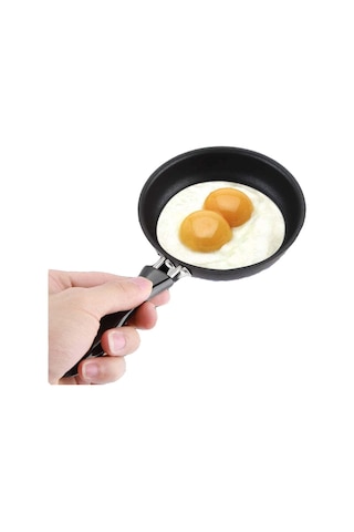 Hangfox 12 Cm Demir Tava, Anti Yapışkan Kaplama, Kollü, Küçük Yuvarlak Kahvaltı Yumurtaları İçin Mini Fritöz Diğer