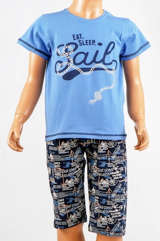 Erkek Çocuk 2'li Kapri Bermuda Kısa Kollu Likralı Pijama Takımı Çok Renkli