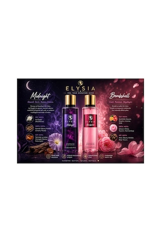 Elysıa Midnight & Bombshell Kadın Vücut Spreyi Seti 2x250 Ml Kalıcı & Çekici Kokular
