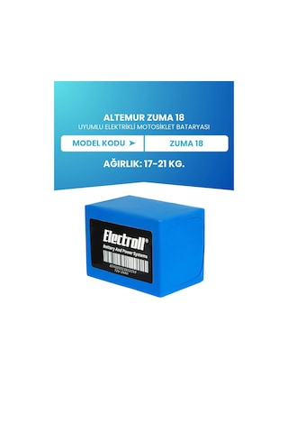 Altemur Zuma 18 Batarya Standart Kapasite Lifepo4 72v 24ah Elektrikli Motosiklet Bataryası