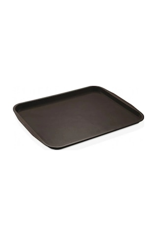 Siyah Midi Boy Plastik Servis Tepsisi Kırılmaz Lokanta Büfe Fast Food Kullanım 44x32 Cm