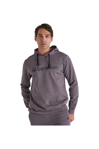 United Colors Of Benetton Erkek Kapüşonlu Sweatshirt Bnt-m045 T Antrasit