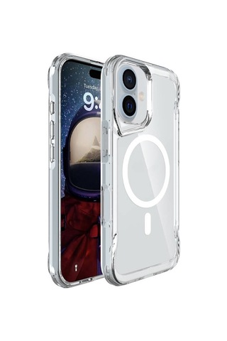 Apple Uyumlu iPhone 16 Plus Kılıf Ultra Sert Magsafe Özellikli Şeffaf Premium Silikon Kapak Ryc/magsafe T-max Şeffaf