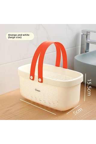 Youtek Küçük Boy Turuncu-beyaz Plastik Banyo Sepeti - Su Tüpü Özelliği İle Tuvalet Malzemeleri Ve Kozmetikleri Taşıma Ve Saklama Çantası Diğer