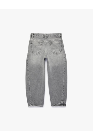Koton Pamuklu Rahat Kesim Cep Detaylı Barrel Denim Pantolon Gri 7wkb40015td