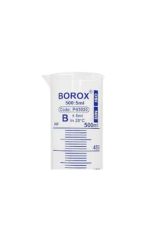 Borox Plastik Mezür 500 Ml - Uzun Form - Mavi Skala