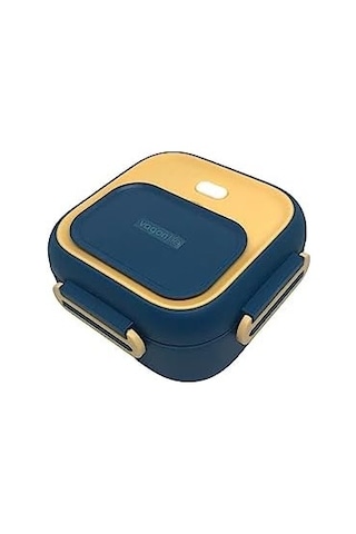 Bento 500ml Lunchbox Tek Katlı Çelik Sefer Tası Yemek Kutusu Lacivert-sarı Bakır