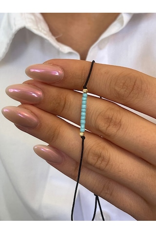 14 Ayar Altın Mavi Boncuklu Altın Dorikalı Zarif Altın Bileklik Altın