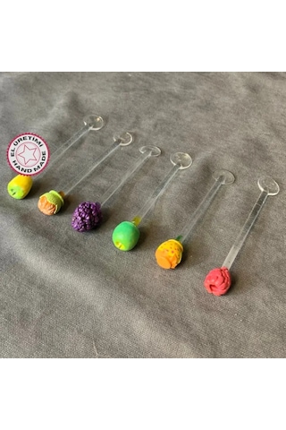 Uretti - Pınar 2572 - El Yapımı Tasarım 6'lı Cam Çay Kaşığı Şeffaf