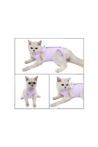Hombey Kedi Ameliyat Sonrası Giysi, Yara Koruması, Yutma Engeli, Esnek Mesh Kumaş, Mavi S Beden