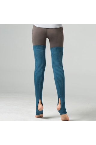 Teltree Kış İçin Akrilik 75cm Uzunlukta Kalın, Açık Ayaklı-açık Topuklu, Sporcu Ve Dansçılar İçin Bilek Uzatmalı Bilekli Legging Çorabı 148g Mavi