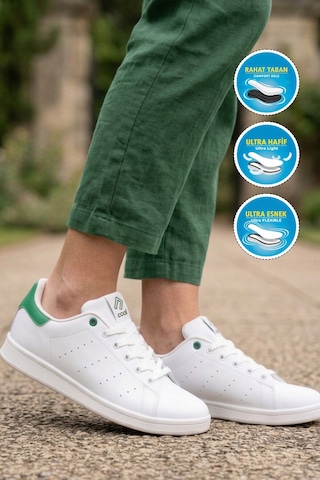 Cool Unisex Beyaz-yeşil Günlük Sneaker Spor Ayakkabı Rahat Casual Model Ursula G Beyaz - Yeşil