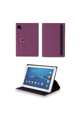 Velvoria Apple İpad Air 13 Inç Tablet Uyumlu Standlı Üniversal Kapaklı Mor Tablet Kılıfı