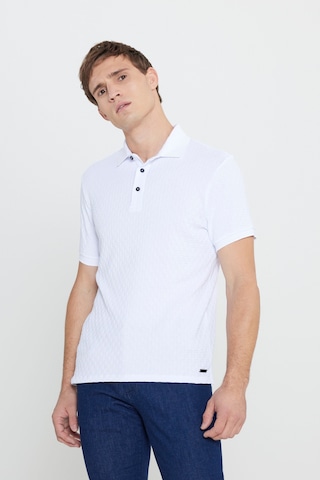 AC&Co / Altınyıldız Classics Erkek Beyaz Slim Fit Dar Kesim Polo Yaka Jakarlı Tişört Beyaz