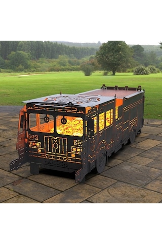 Portatif Barbekü İtfaiye Kamyonu Modelli Bahçeniz İçin Dekoratif Siyah