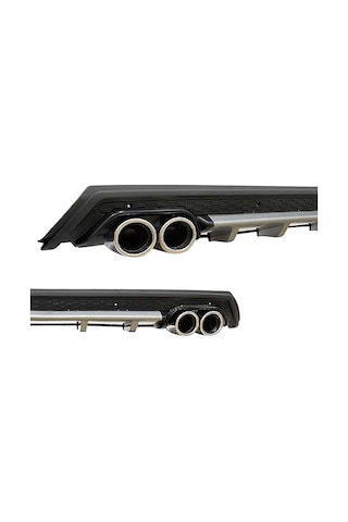 Citroen C5 2008-2012 Gri Krom Yuvarlak Egzozlu Difüzör Difizör Mat Siyah