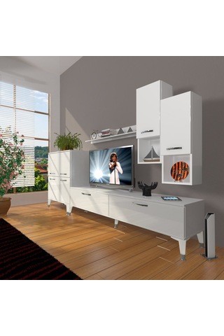 Decoraktiv Eko 6da Slm Std Silver Tv Ünitesi Tv Sehpası Beyaz