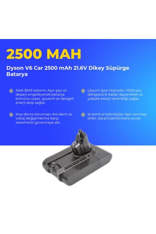 Dyson V6 Car 2500 Mah 21.6v Dikey Süpürge Batarya