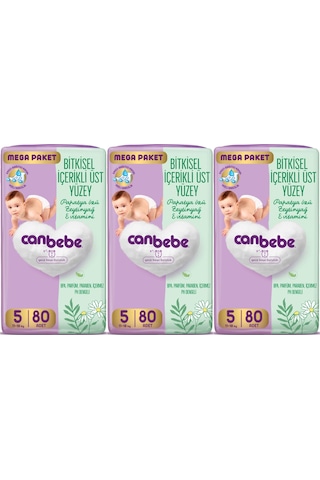 Canbebe Bebek Bezi Beden:5 11-18kg Junior 240 Adet Mega Aylık F 5 Numara