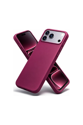 Apple Uyumlu iPhone 17 Pro Max Kılıf Renkli Lansman İçi Kadife Yumuşak Kamera Yükseltili Silikon Bordo