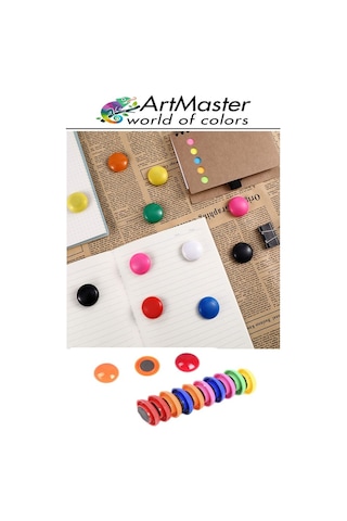 Pano Düğmesi Mıknatısı Renkli 20 Li 1 Paket Buzdolabı Dekorasyon Manyetik Yuvarlak Mıknatıs Hobi Etkinlik Plastik Kaplı