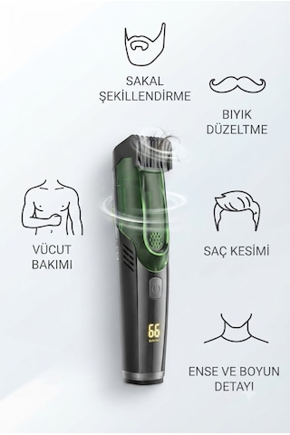 Precious Vakumlu Sakal Düzeltici Şarjlı Saç Sakal Makinesi 1-20 Mm Ayarlı 1 - 2 Saat