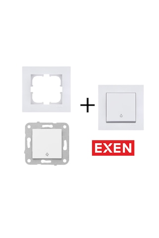 Exen Karell Beyaz Light Anahtarı Çerçeveli
