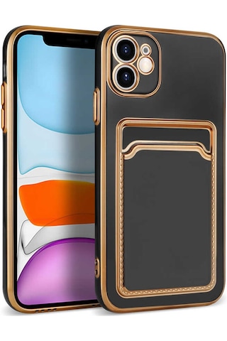 Apple Uyumlu iPhone 11 Uyumlu Bark Kartlıklı Kılıf-siyah -