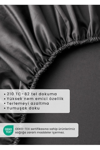 Bella Maison %100 Pamuk Saten Supreme Basic Tek Kişilik Lastikli Çarşaf Antrasit 100x200x35 Cm Antrasit