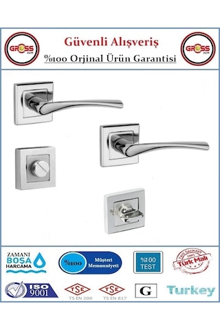 Bravo Rozetli Wc Banyo Kapı Kolu - Mat Nikel - 1 Takım Ön Ve Arka