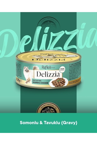 Reflex Plus Delizzia Yetişkin Somonlu-tavuklu Gravy Kedi Maması 6x85 Gram