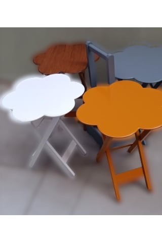 1448bng90115çanta Zigon Sehpa Papatya Dörtlü Ahşap Mdf 4renk Ceviz Hardal Beyaz-gri Renk Uyum