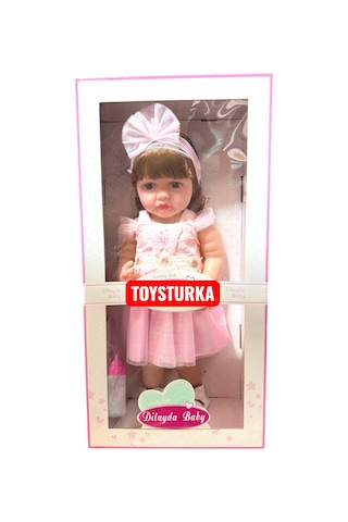 55 Cm Gerçekçi Yenidoğan Biberonlu Bebek Sesli Oyuncak Et Bebek 53373055