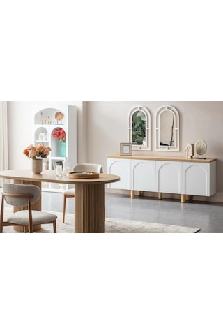 Horizon İskandinav Oval Natural Ahşap Bohem Masa 80x190 Natural Ayak - Natural Üst