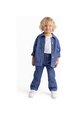 Unisex Gabardin Pantolon Mavi Mavi