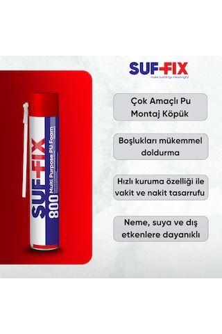 Suf-fix 800 Pipetli Montaj Köpüğü 750ml 12 Adet Toptan Paket Yalıtım Köpüğü