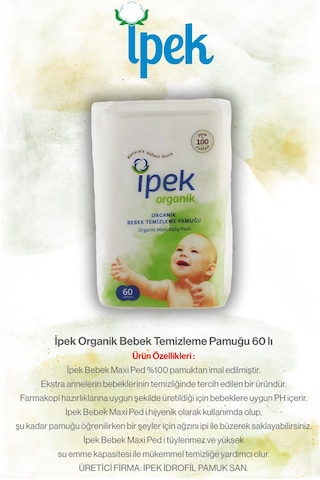 İpek Organik 9 Al 8 Öde 60'lı Bebek Temizleme Pamuğu Ve Rosie Pamuk Hediye