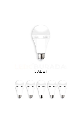 Cata Ct-4229 Şarjlı Led Ampul Beyaz 9w - 5 Li Paket