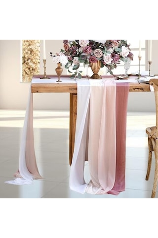 Novahub Organik Bordo Düğün Kemeri Şifon Masa Örtüsü - 75x600 Cm - Dekoratif Çardak Perde Bordo