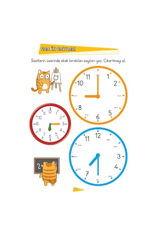 Çıkartmalı Saatler-İlk Okul Eğlenceli Matematik- Limonkids